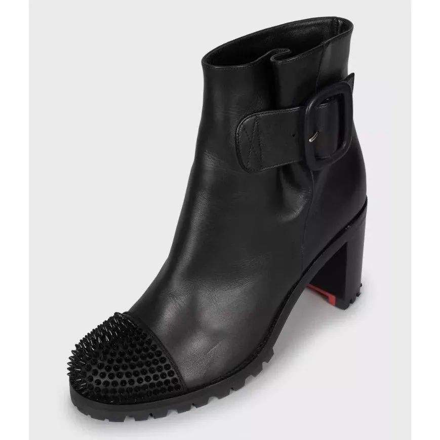 Christian Louboutin Olivia Black Leather Ankle Boots Sz.40 Pre-owned Black Leather Good - Inside View