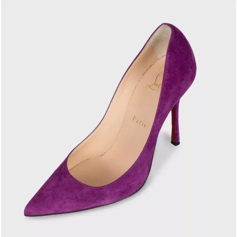 Christian Louboutin Purple Suede Pointed Toe Pumps sz.37.5 Pre-owned Purple Suede Good - Inside View