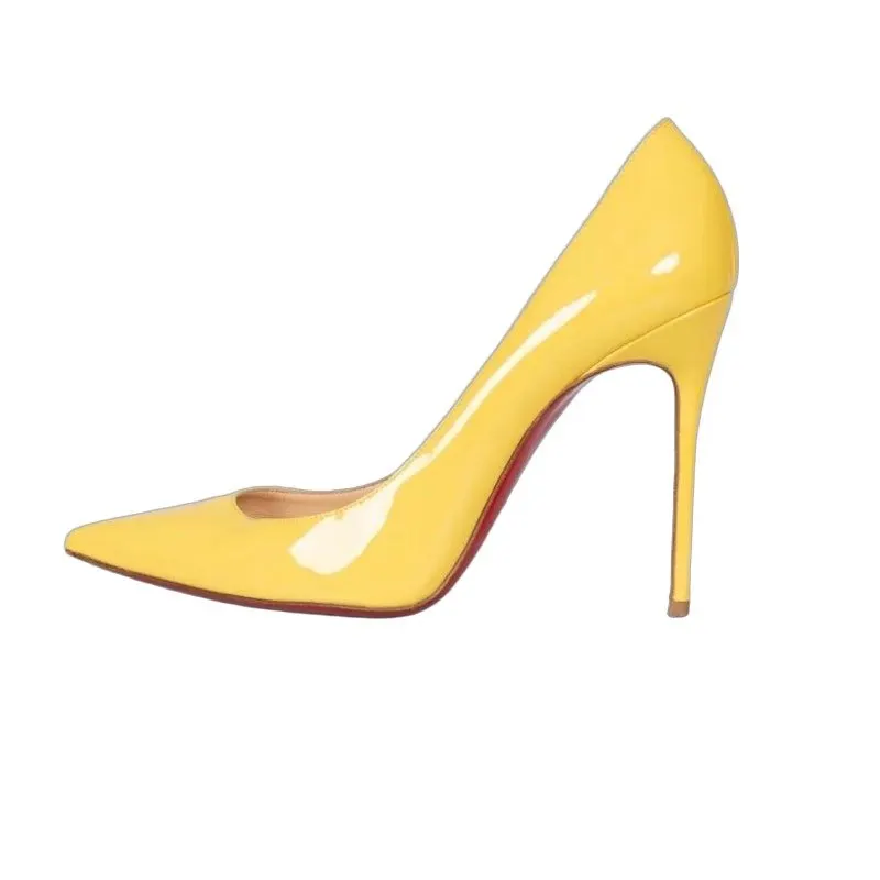 Christian Louboutin Yellow Patent Leather Pumps Sz.39.5 Pre-owned Yellow Leather Good - Front View
