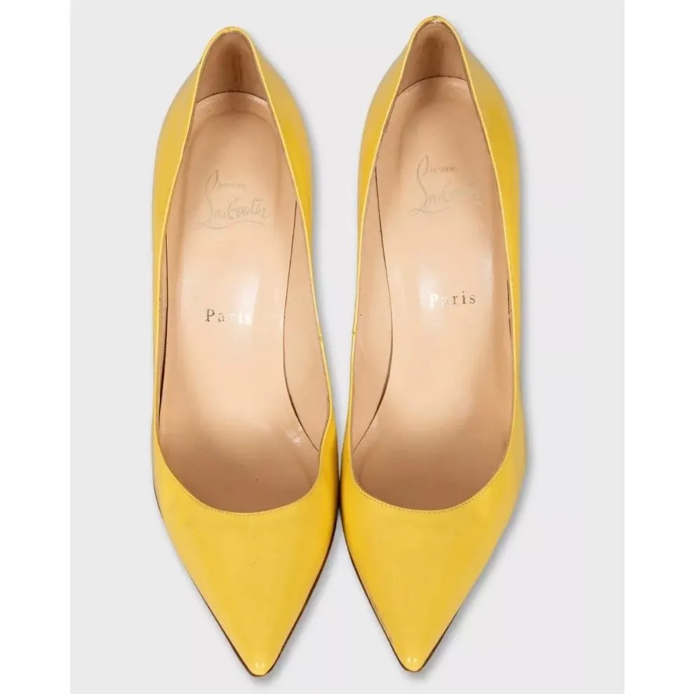 Christian Louboutin Yellow Patent Leather Pumps Sz.39.5 Pre-owned Yellow Leather Good - Back View