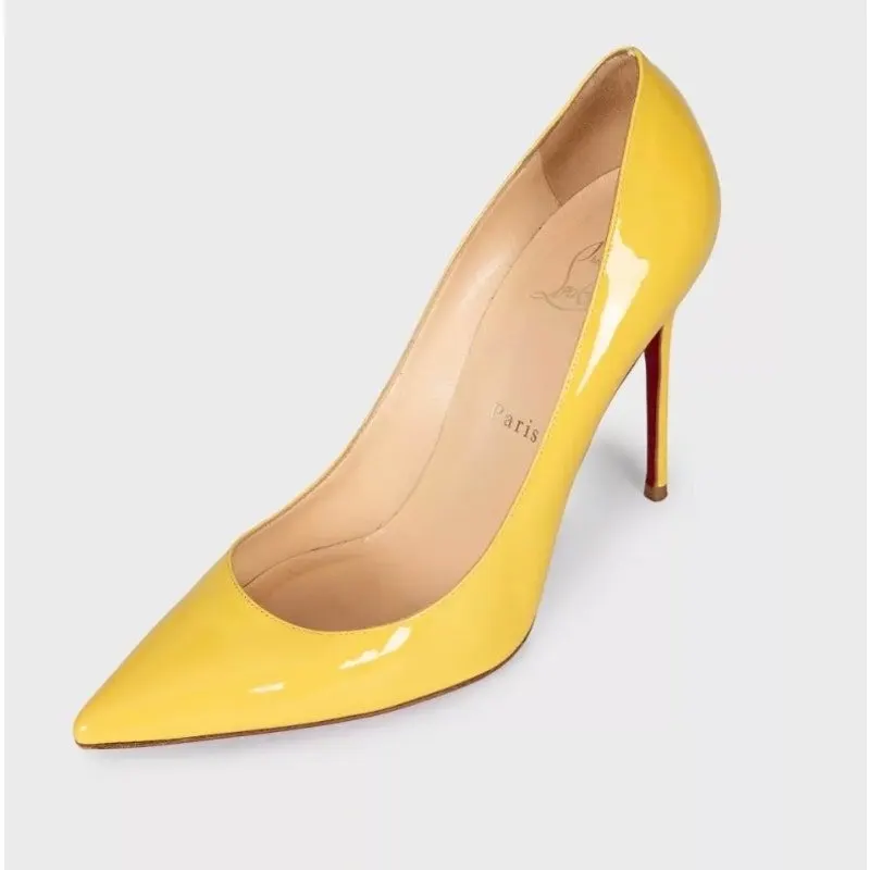 Christian Louboutin Yellow Patent Leather Pumps Sz.39.5 Pre-owned Yellow Leather Good - Inside View