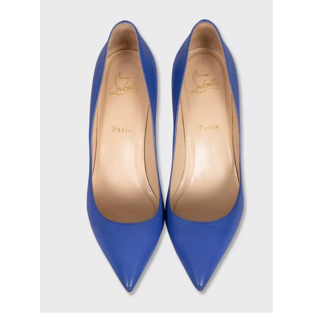 Christian Louboutin Blue Leather Pumps - Size 40 Pre-owned Blue Leather Good - Back View