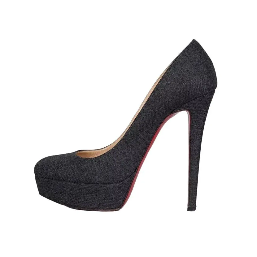Christian Louboutin Black Textile Stiletto Pumps sz.39.5 Pre-owned Black Leather Good - Front View