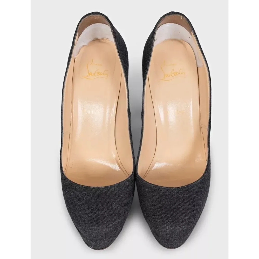 Christian Louboutin Black Textile Stiletto Pumps sz.39.5 Pre-owned Black Leather Good - Back View
