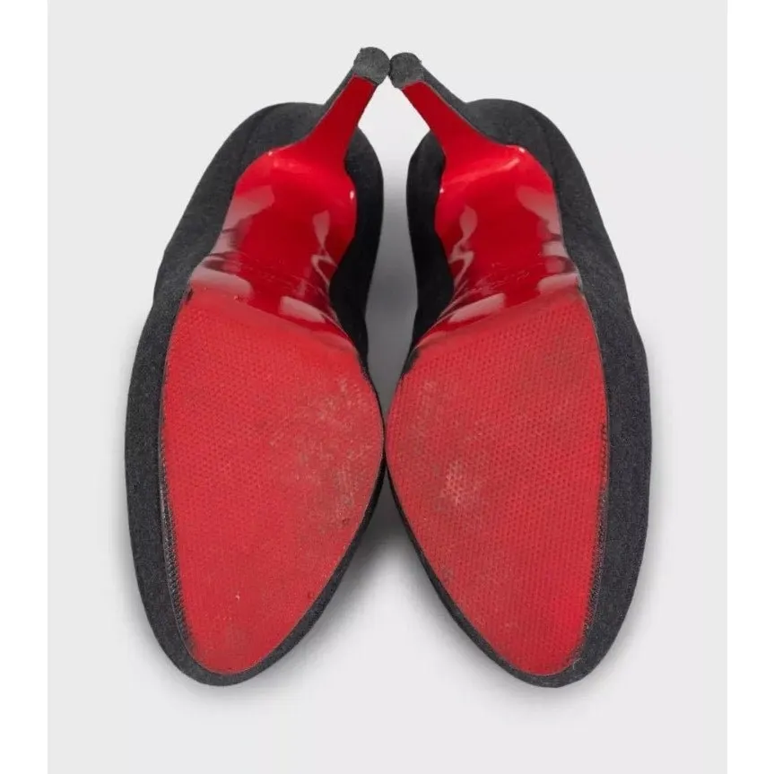 Christian Louboutin Black Textile Stiletto Pumps sz.39.5 Pre-owned Black Leather Good - Box View