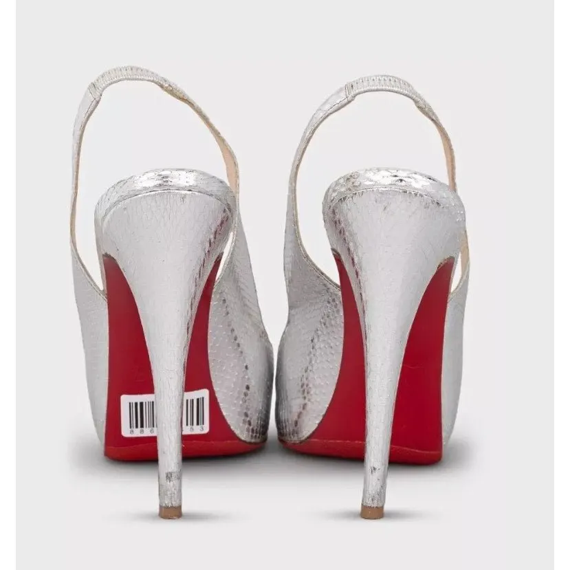 Christian Louboutin Silver High Heel Sandals Sz.40 pre-owned Silver Leather Good - Model View