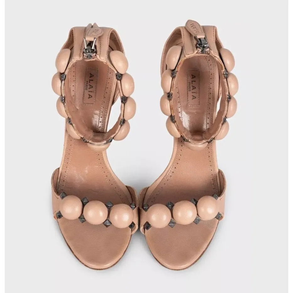 Alaïa Beige Leather Stiletto Sandals - Size EU 37 pre-owned Beige Leather Good - Back View