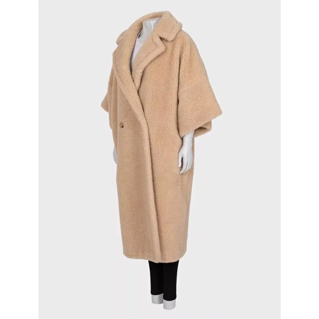Max Mara Beige Teddy Coat - Size 44/L Pre-owned Beige Wool Good - Back View