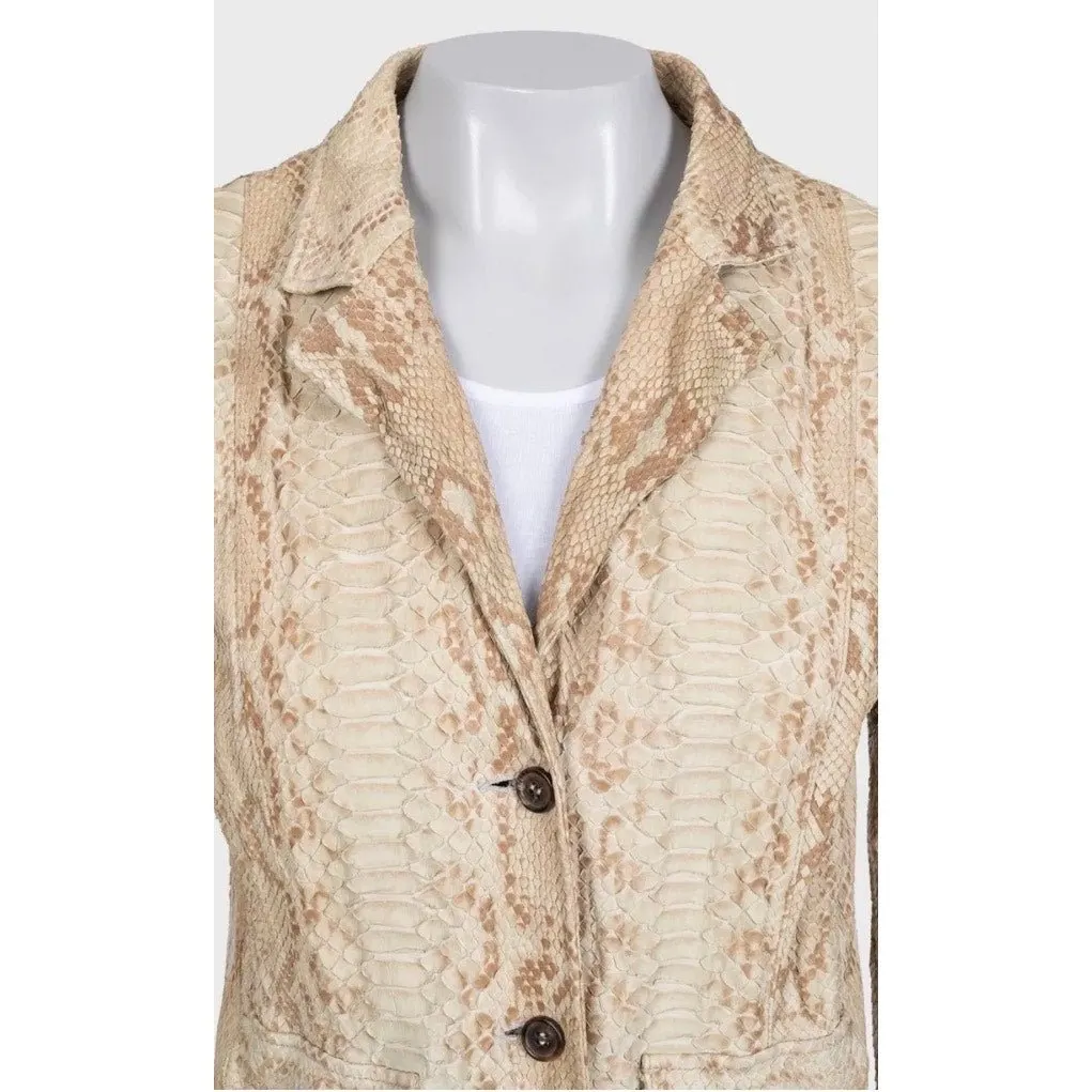 PRADA Prada Beige Lambskin Leather Fitted Jacket L Beige Leather Good - Model View