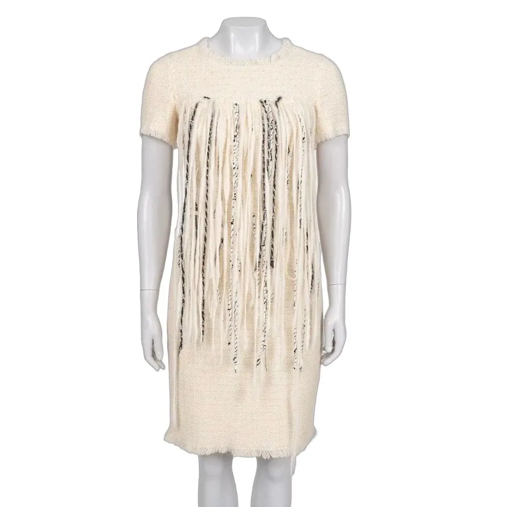 Chanel 2010 White Wool Dress Sz.38 Pre-owned White Wool Good - Front View