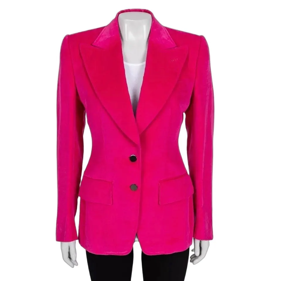 Tom Ford Pink Velvet Fitted Blazer - IT40/S pre-owned Pink Velvet Good - Front View