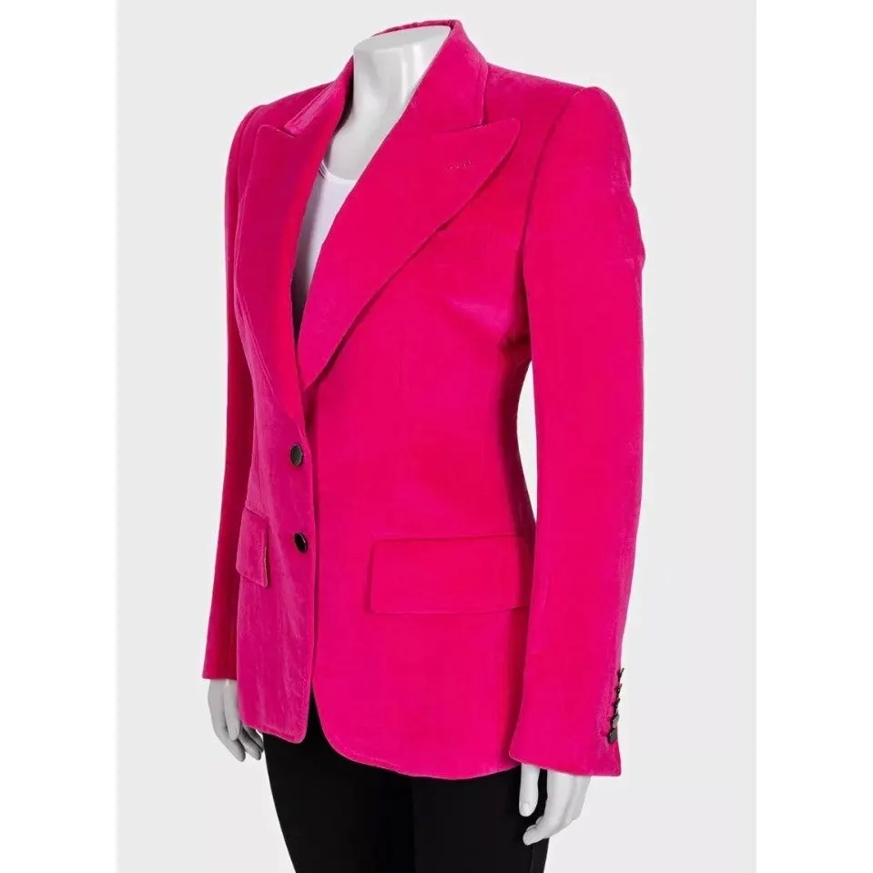 Tom Ford Pink Velvet Fitted Blazer - IT40/S pre-owned Pink Velvet Good - Back View