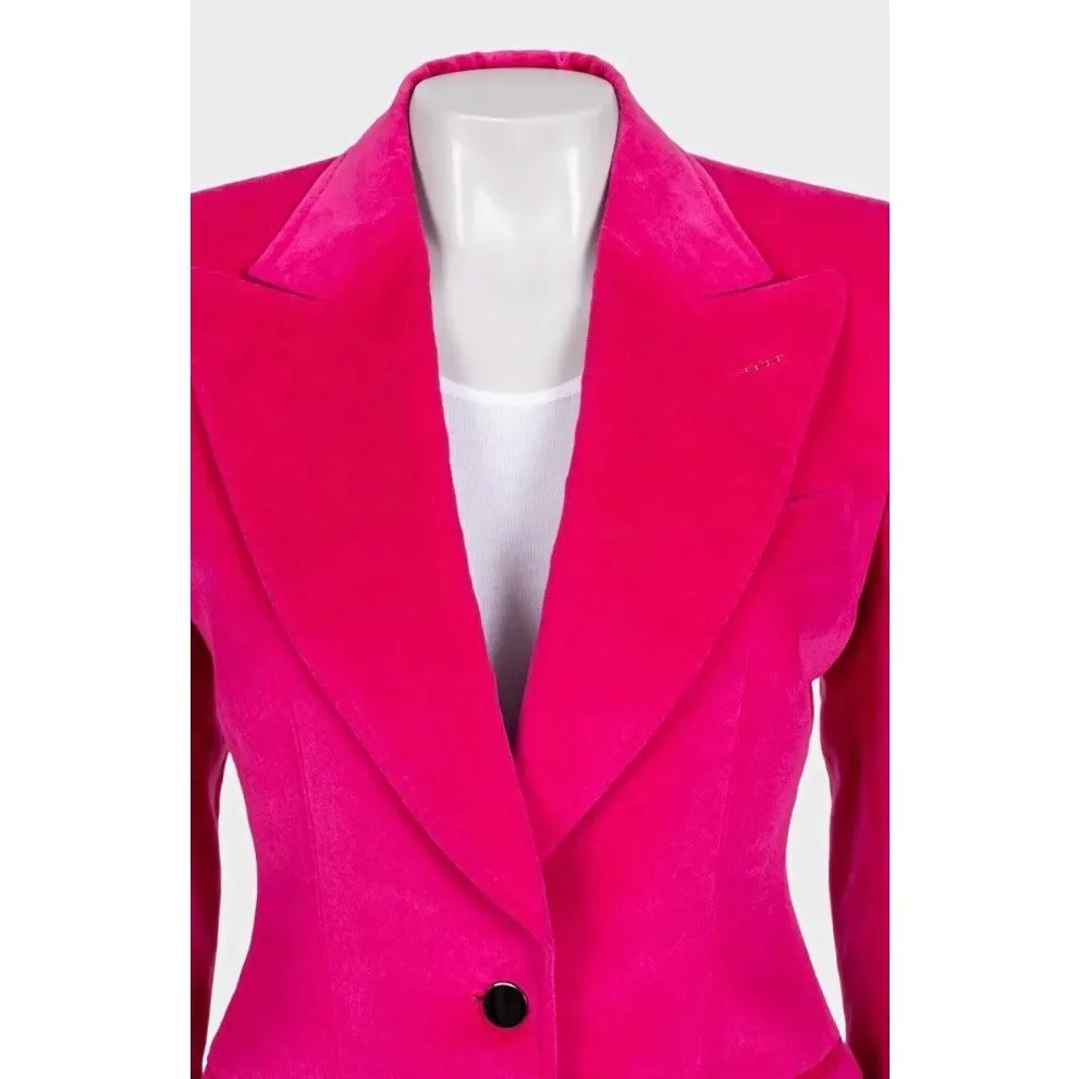 Tom Ford Pink Velvet Fitted Blazer - IT40/S pre-owned Pink Velvet Good - Model View