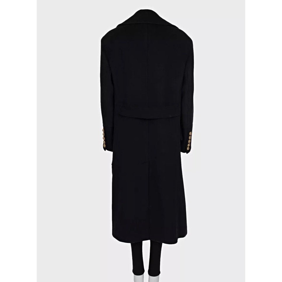 Balmain NWT Balmain Black Wool Cashmere Straight Coat Sz.40/