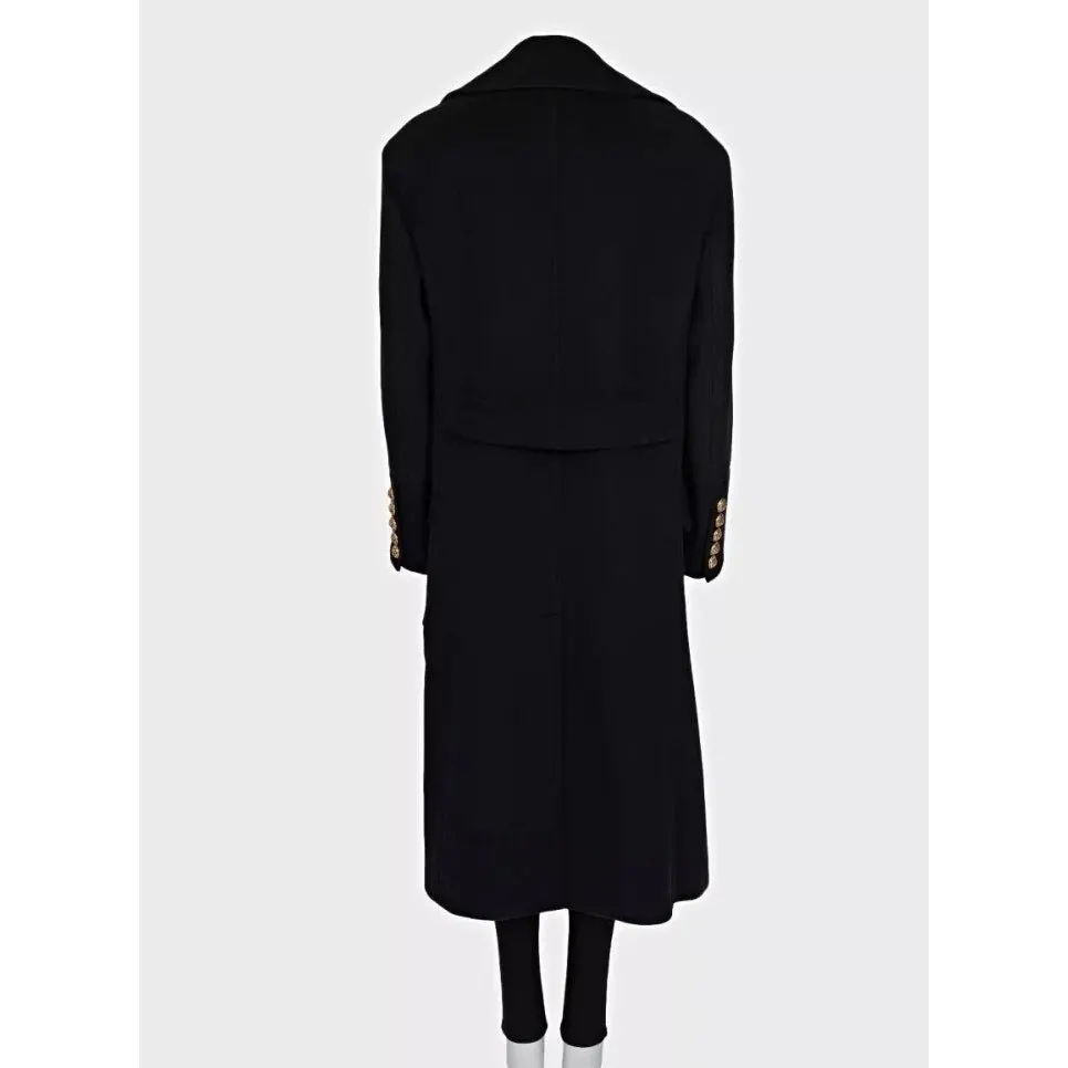 Balmain NWT Balmain Black Wool Cashmere Straight Coat Sz.40/L pre-owned Black Wool Never worn, with tag - Inside View