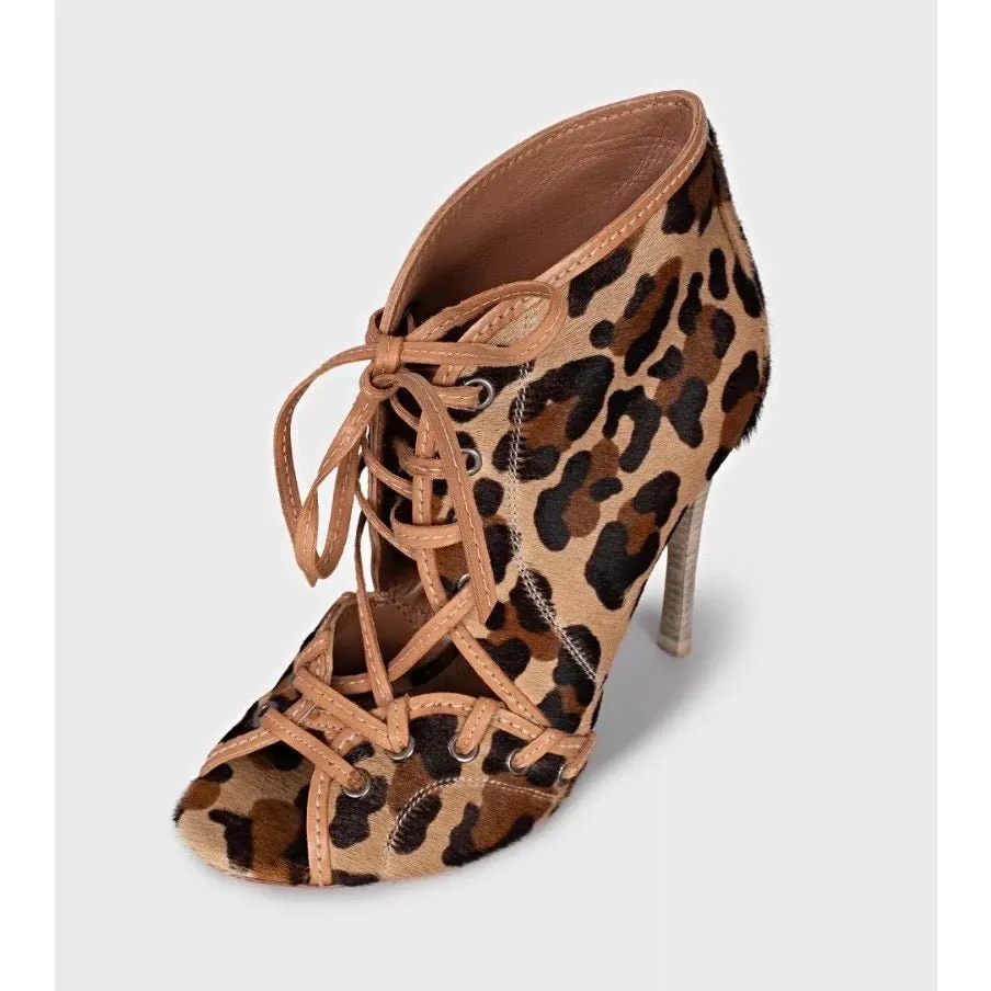 Alaïa Brown Leather Lace-Up Ankle Boots - Size 37.5 pre-owned Brown Leather Good - Inside View
