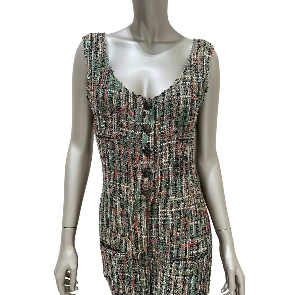Chanel 2017 Timeless Tweed Jumpsuit FR 38 Pre-owned Black Tweed Good - Back View