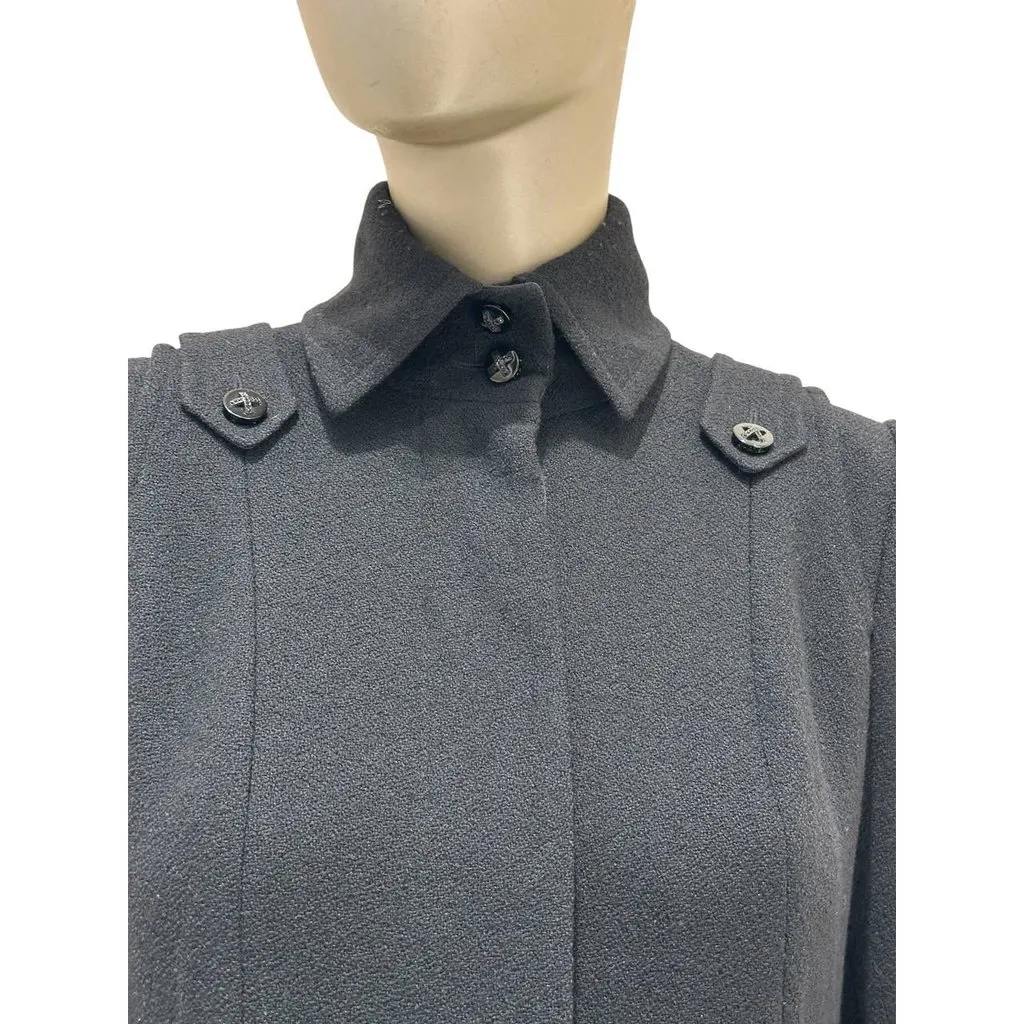 Chanel Black Wool Coat - Silk Lined & Tailored Sz.36 Pre-owned Black Wool Good - Box View