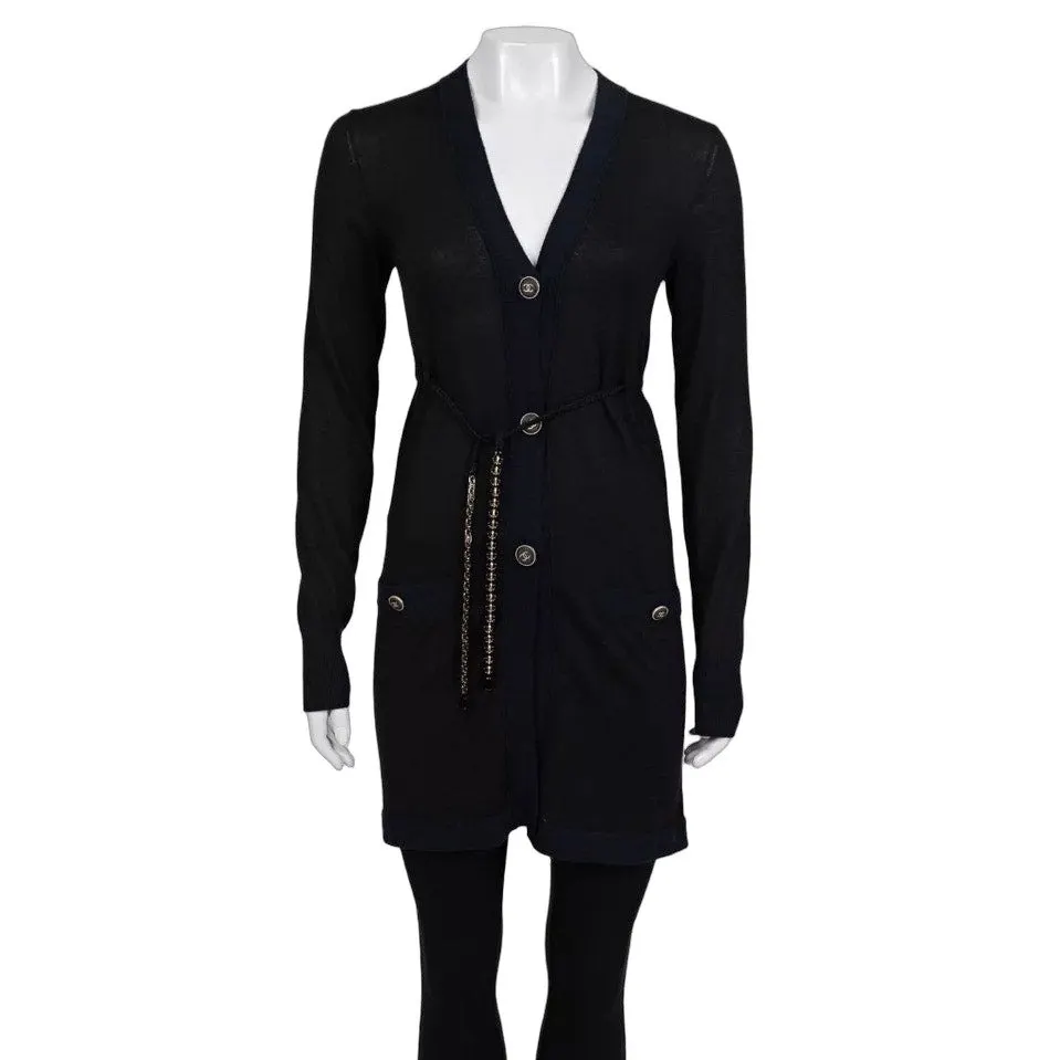 Chanel Black Cashmere Silk Cardigan sz.34 Pre-owned Black Wool Good - Front View
