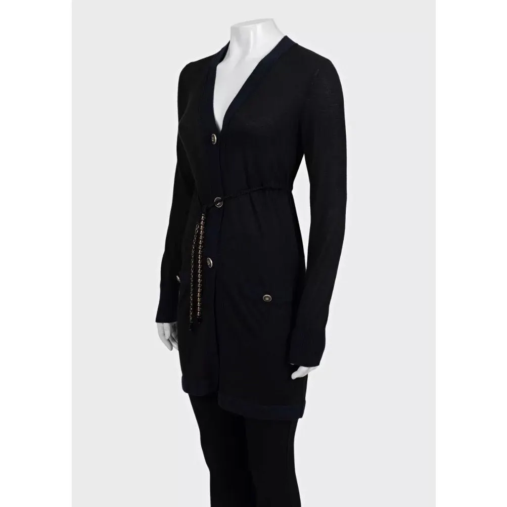 Chanel Black Cashmere Silk Cardigan sz.34 Pre-owned Black Wool Good - Back View