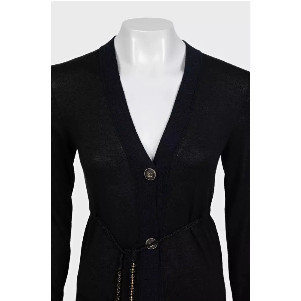 Chanel Black Cashmere Silk Cardigan sz.34 Pre-owned Black Wool Good - Model View