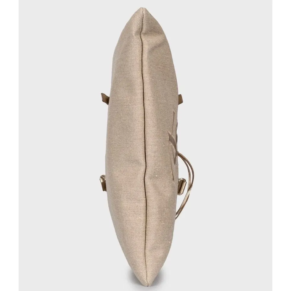 Saint Laurent Vintage Shopper Signature Logo Bag Pre-owned Beige Leather Good - Model View