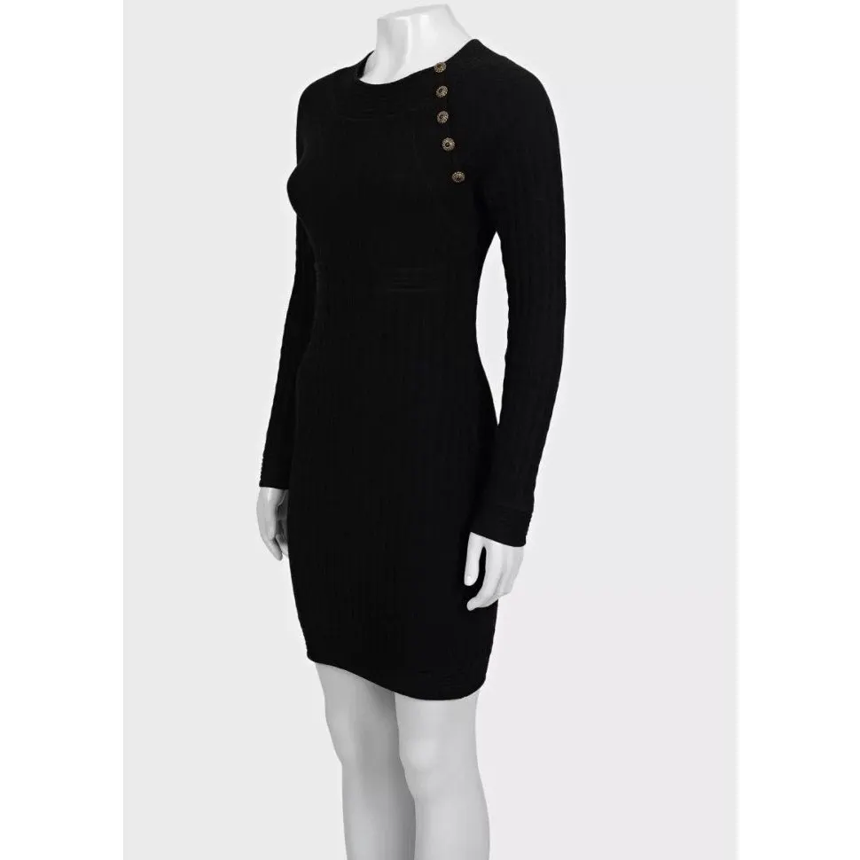 Chanel Black Fitted Dress Sz.36 Pre-owned Black Wool Good - Back View