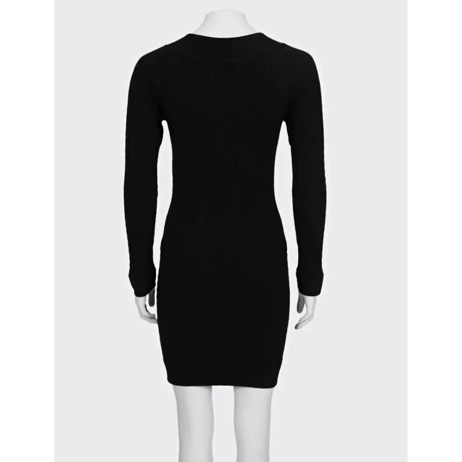 Chanel Black Fitted Dress Sz.36 Pre-owned Black Wool Good - Inside View