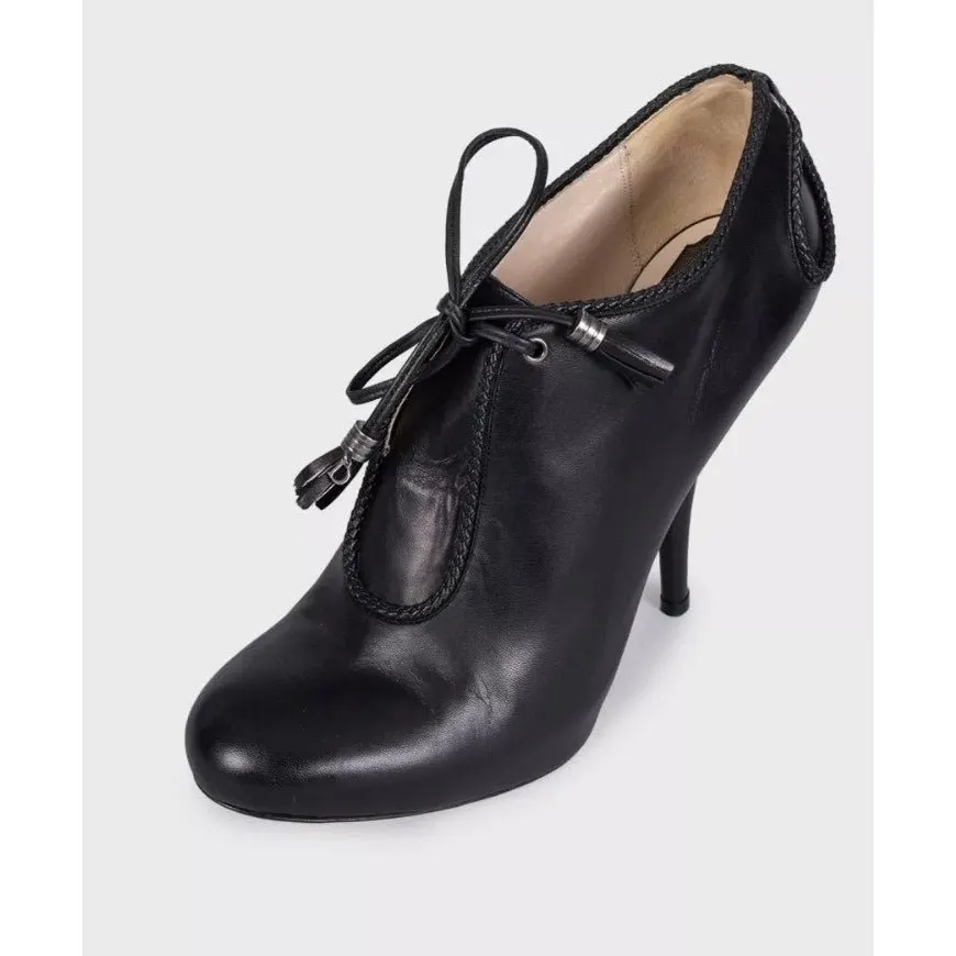 Dior Christian Dior Black Leather Heeled Ankle Boots Sz.39.5 Pre-owned Black Leather Good - Inside View