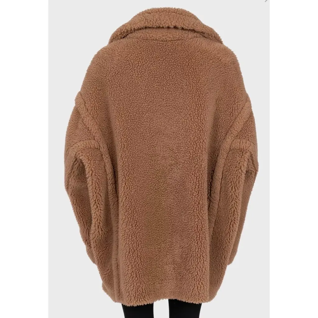 Max Mara Luxe Camel Wool & Silk Cropped Coat - Size L Pre-owned Camel Wool Good - Inside View