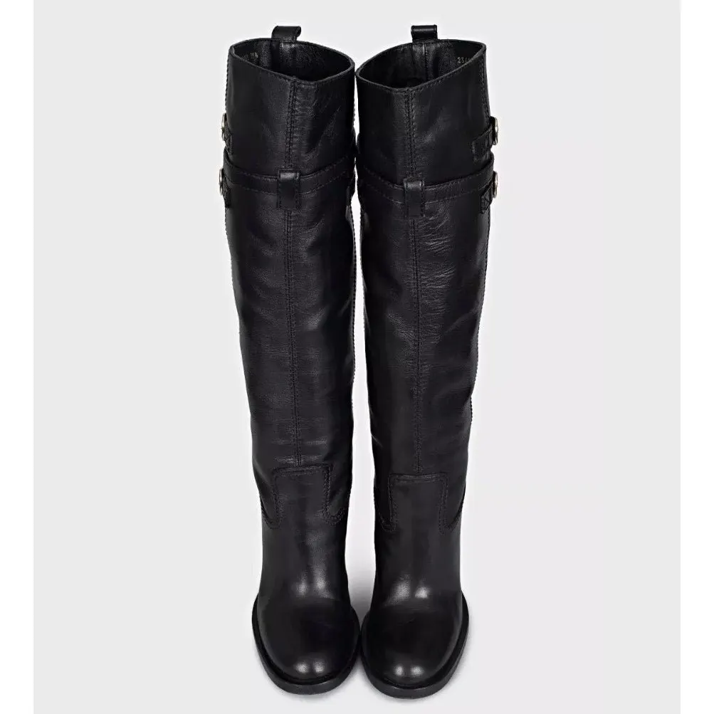Gucci Black Leather Round Toe Stacked Heel Boots Sz.39.5 Pre-owned Black Leather Good - Back View