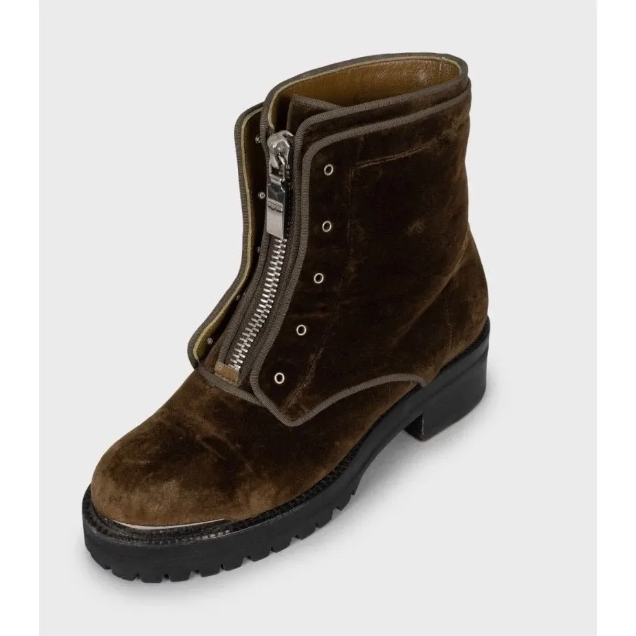 Alexander McQueen Brown Velour Ankle Boots EU 36.5 Pre-owned Brown Leather Good - Inside View