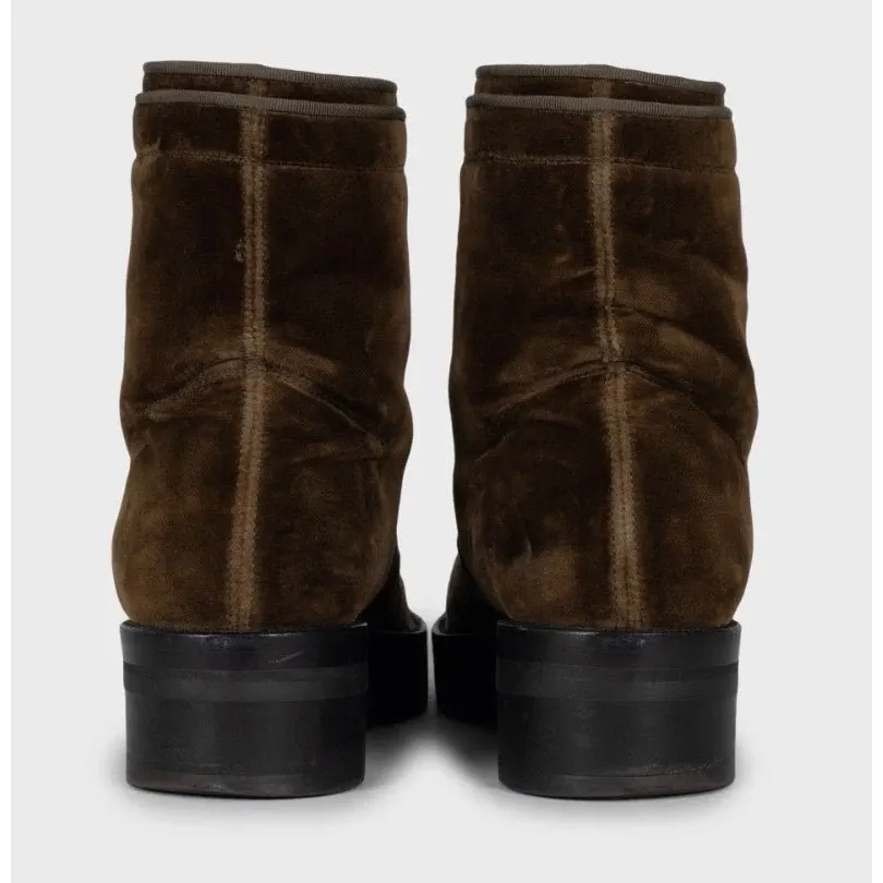 Alexander McQueen Brown Velour Ankle Boots EU 36.5 Pre-owned Brown Leather Good - Model View