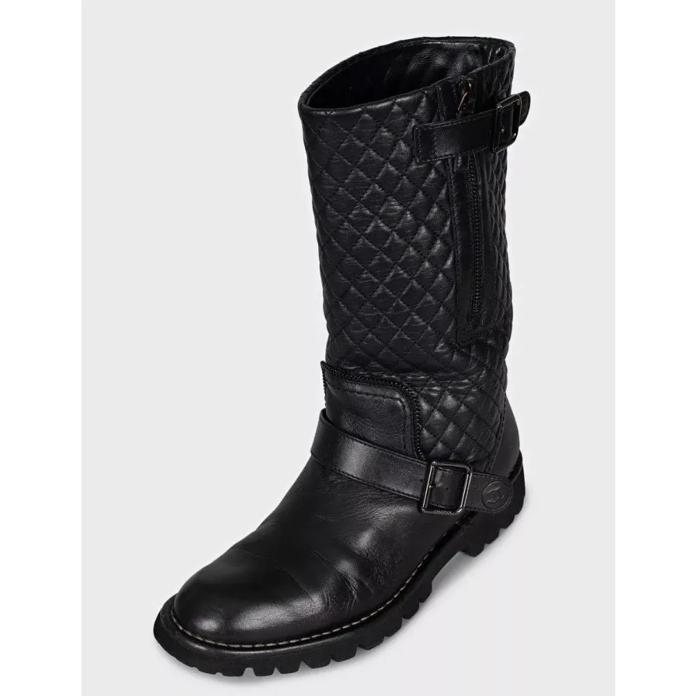 Chanel Black Quilted Leather Over-The-Knee Boots Sz.39,5 Pre-owned Black Leather Good - Inside View