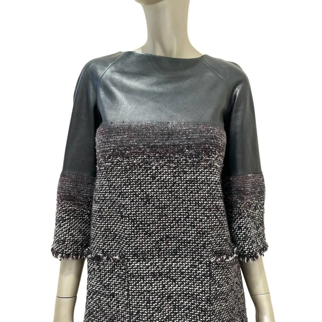 Chanel Tweed & Leather Dress Sz/36 Pre-owned Black Tweed Good - Box View
