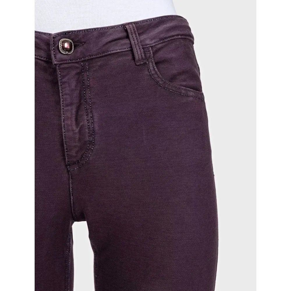 Chanel Purple Mid-Rise Skinny Jeans Sz.36 Pre-owned Purple Cotton Good - Model View