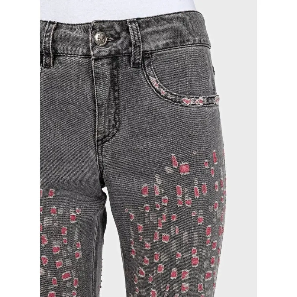 Chanel Gray Skinny Fit Jeans Sz.36 Pre-owned Grey Cotton Good - Model View