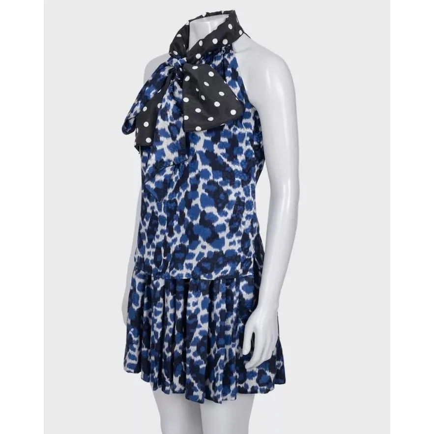 Louis Vuitton Louis Vuitton Blue Silk Skirt & Top Suit Set Sz.36 Pre-owned Blue Silk Good - Back View
