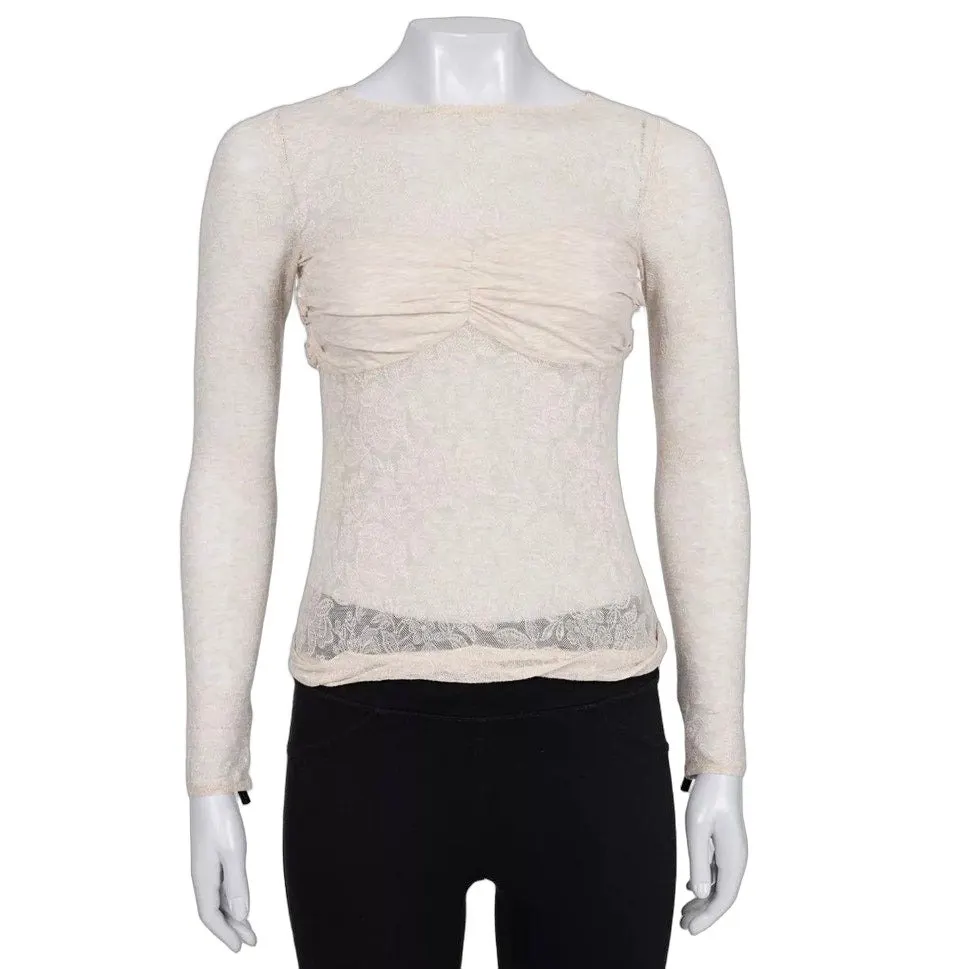 Louis Vuitton Beige Lace Body-Con Top Sz.36 Pre-owned Beige Lace Good - Front View