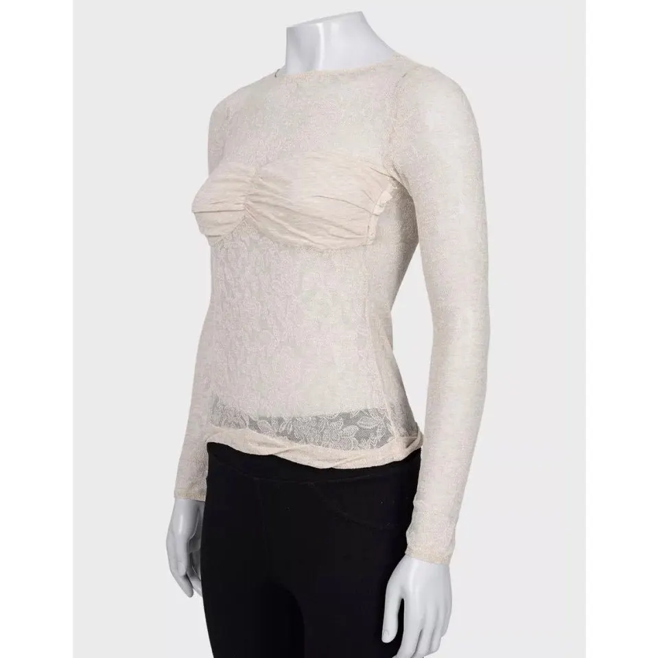 Louis Vuitton Beige Lace Body-Con Top Sz.36 Pre-owned Beige Lace Good - Back View