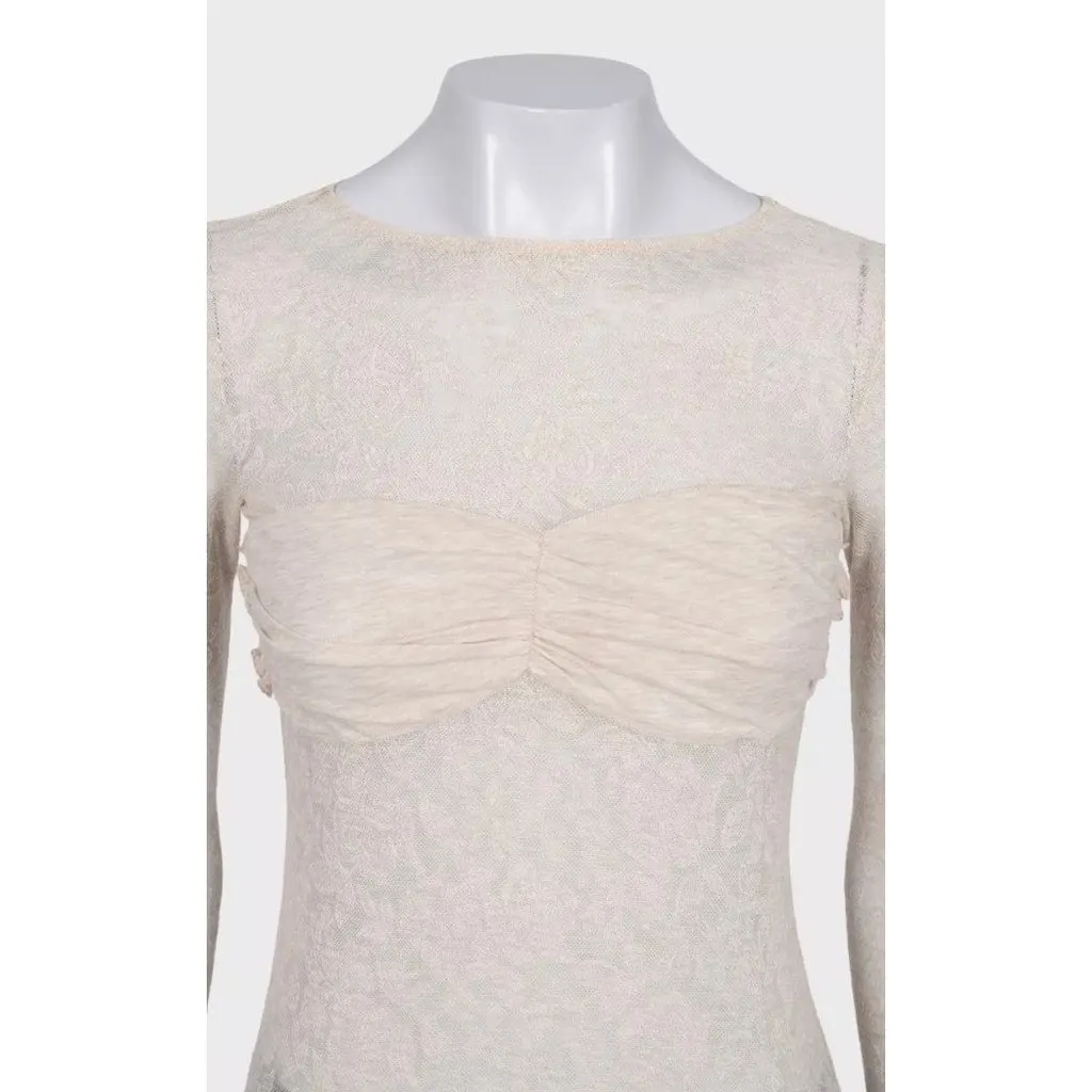 Louis Vuitton Beige Lace Body-Con Top Sz.36 Pre-owned Beige Lace Good - Model View