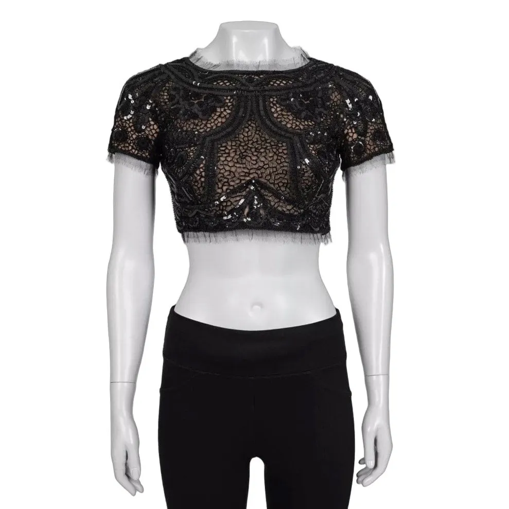 Emilio Pucci Elegant Black Sequin Peter Dundas Top Sz.XS Pre-owned Black Good - Front View
