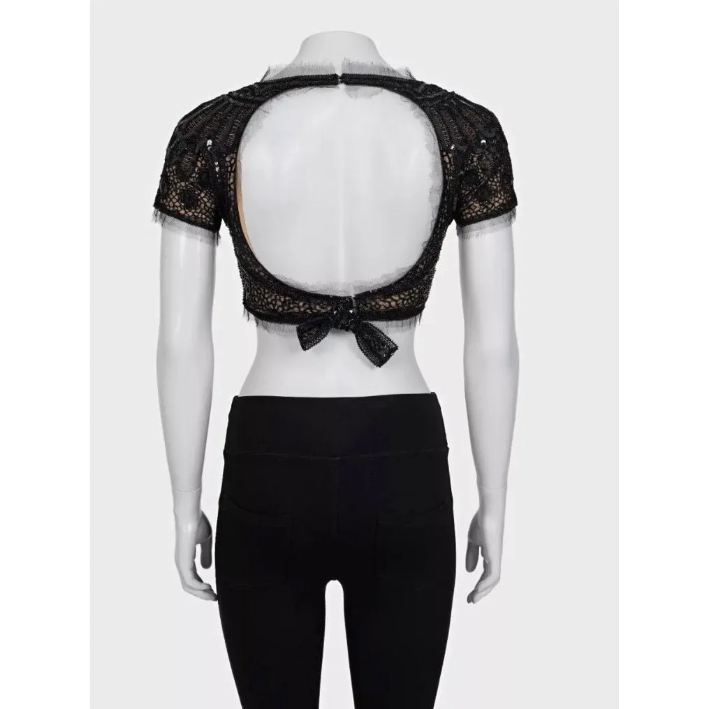 Emilio Pucci Elegant Black Sequin Peter Dundas Top Sz.XS Pre-owned Black Good - Inside View