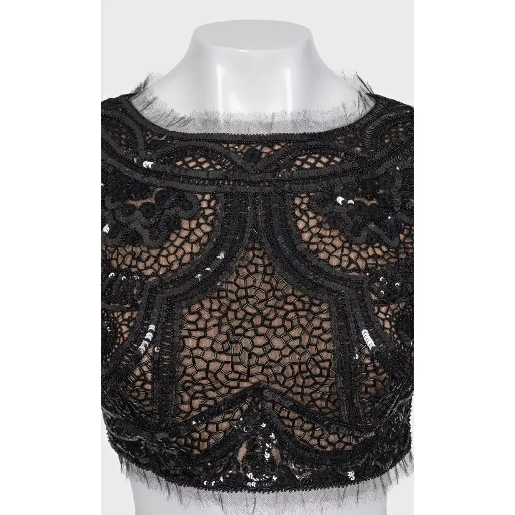 Emilio Pucci Elegant Black Sequin Peter Dundas Top Sz.XS Pre-owned Black Good - Model View