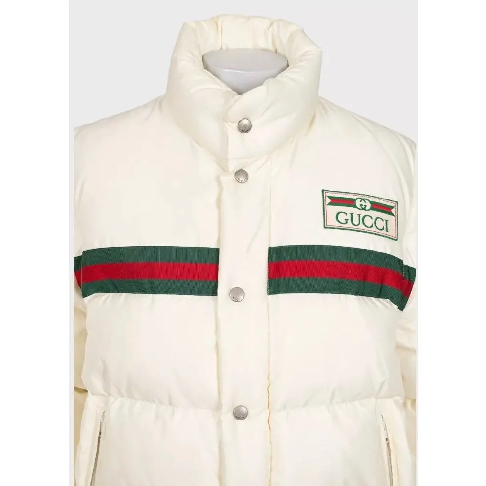 Gucci White Down Detachable Sleeves Jacket Sz.40 IT Pre-owned White Cotton Good - Model View