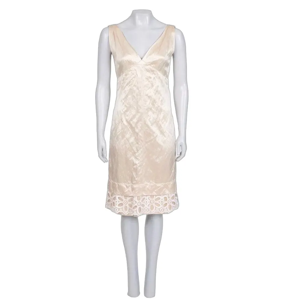 Louis Vuitton Beige Sleeveless Dress - Size 36/S Pre-owned Beige Silk Good - Front View