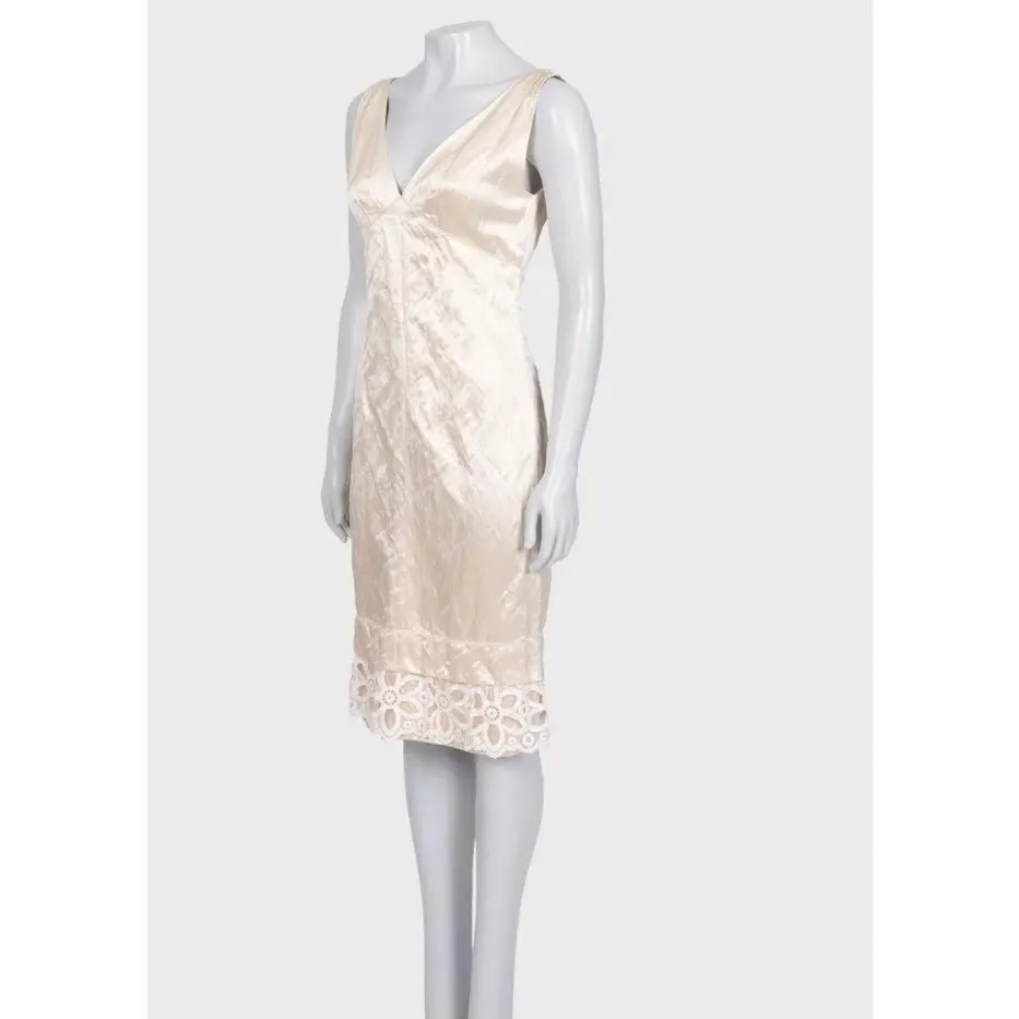 Louis Vuitton Beige Sleeveless Dress - Size 36/S Pre-owned Beige Silk Good - Back View