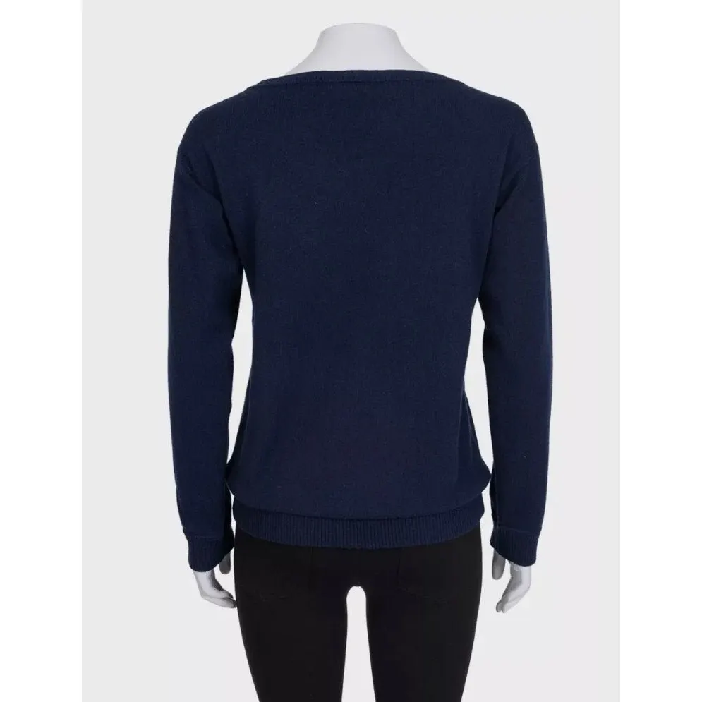 Chanel Vintage Blue Cashmere Jumper - Size M, EU38 Pre-owned Blue Wool Good - Inside View