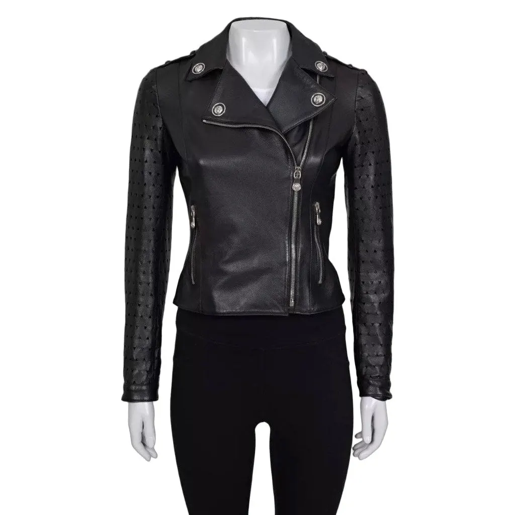 Versus Versus Versace Black Leather Jacket - Size 38/XS Pre-owned Black Leather Good - Front View