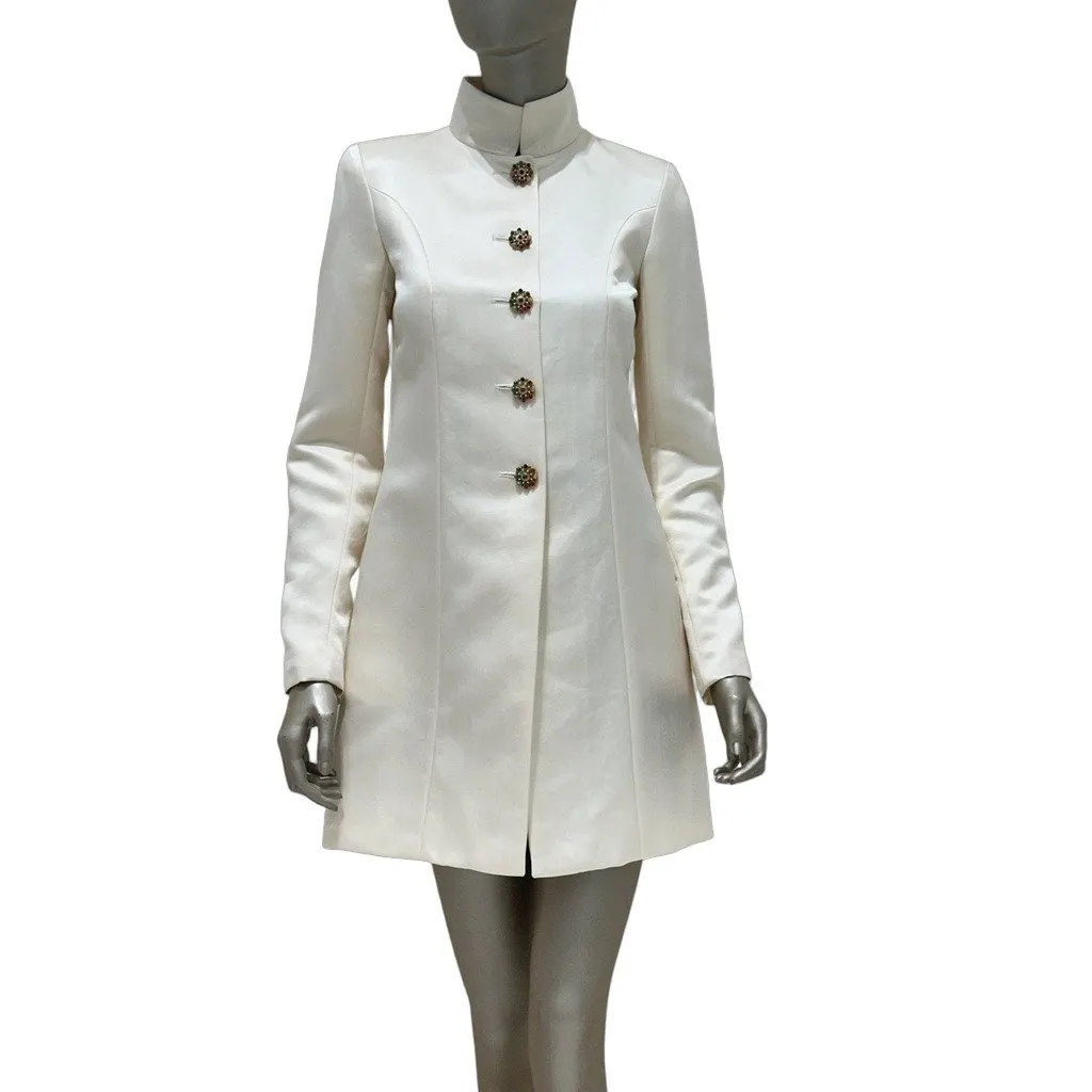 Chanel Chanel Beige Silk Coat Jacket - FR36/S Beige Silk Good - Front View